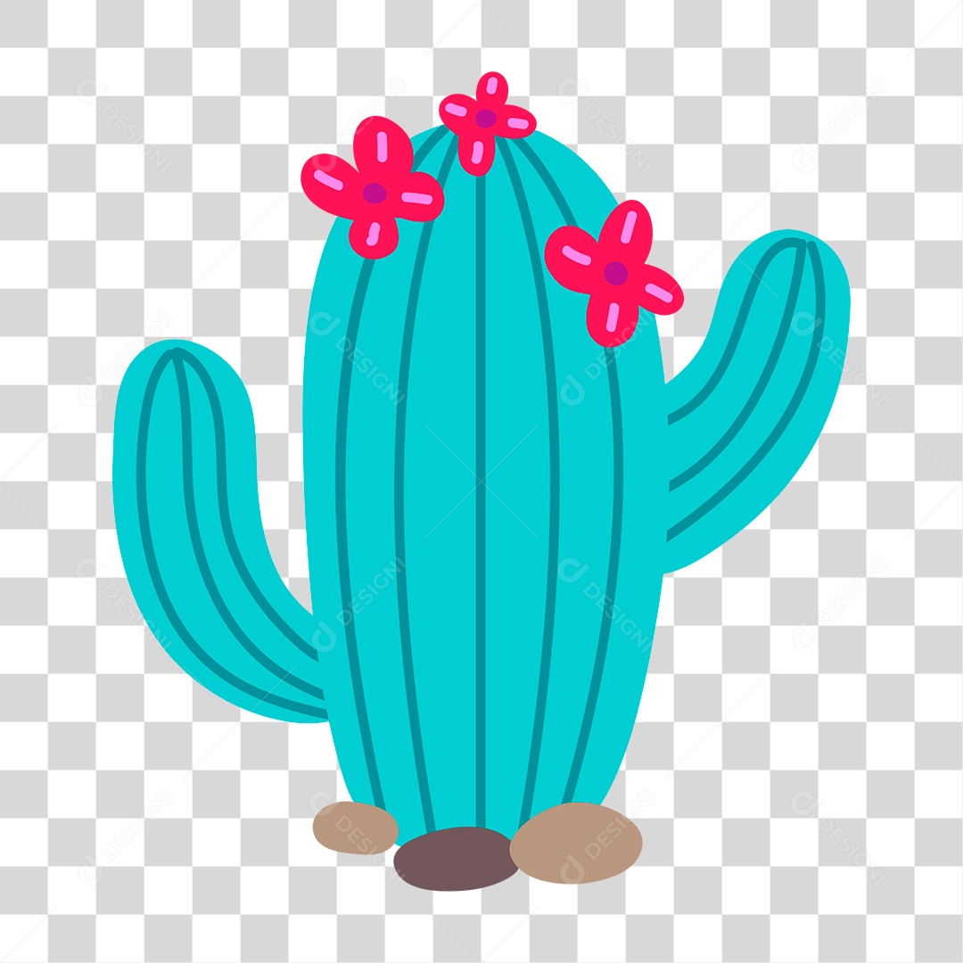 Desenho de Cacto com Flor PNG Transparente