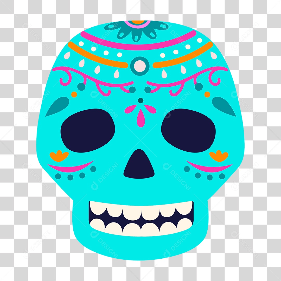 Desenho de Caveira Máscara Azul PNG Transparente