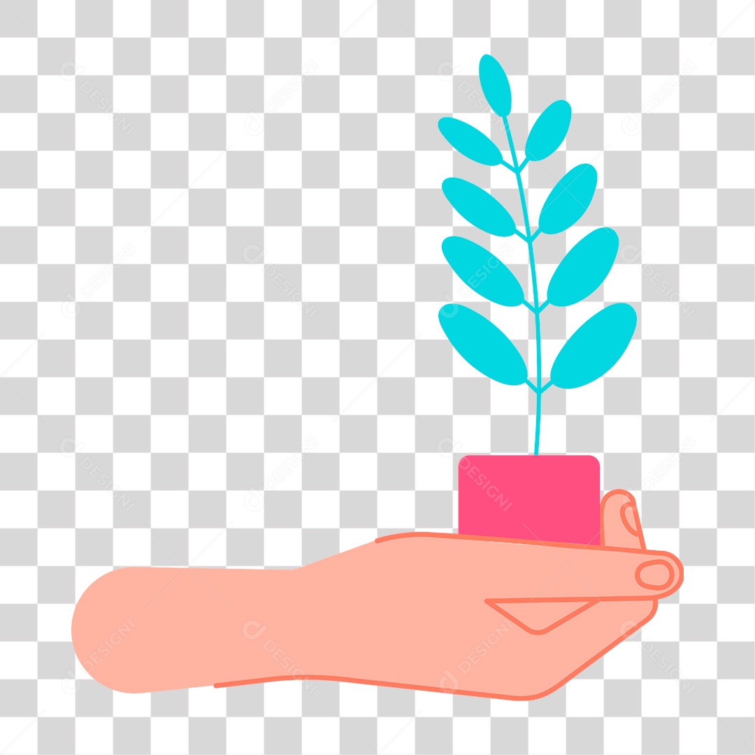 Desenho de Mão com Planta PNG Transparente