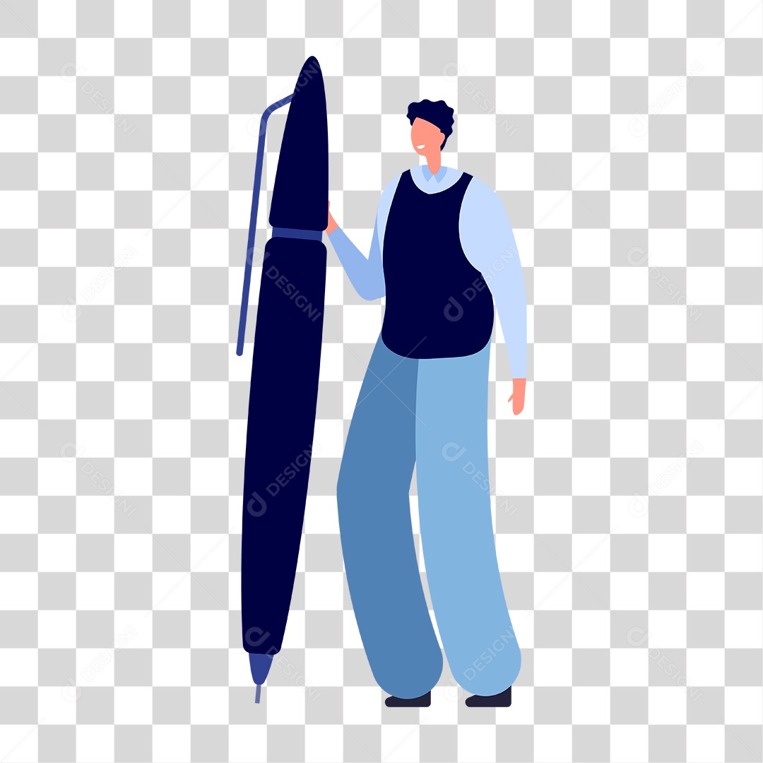 desenho de homem segurando uma caneta