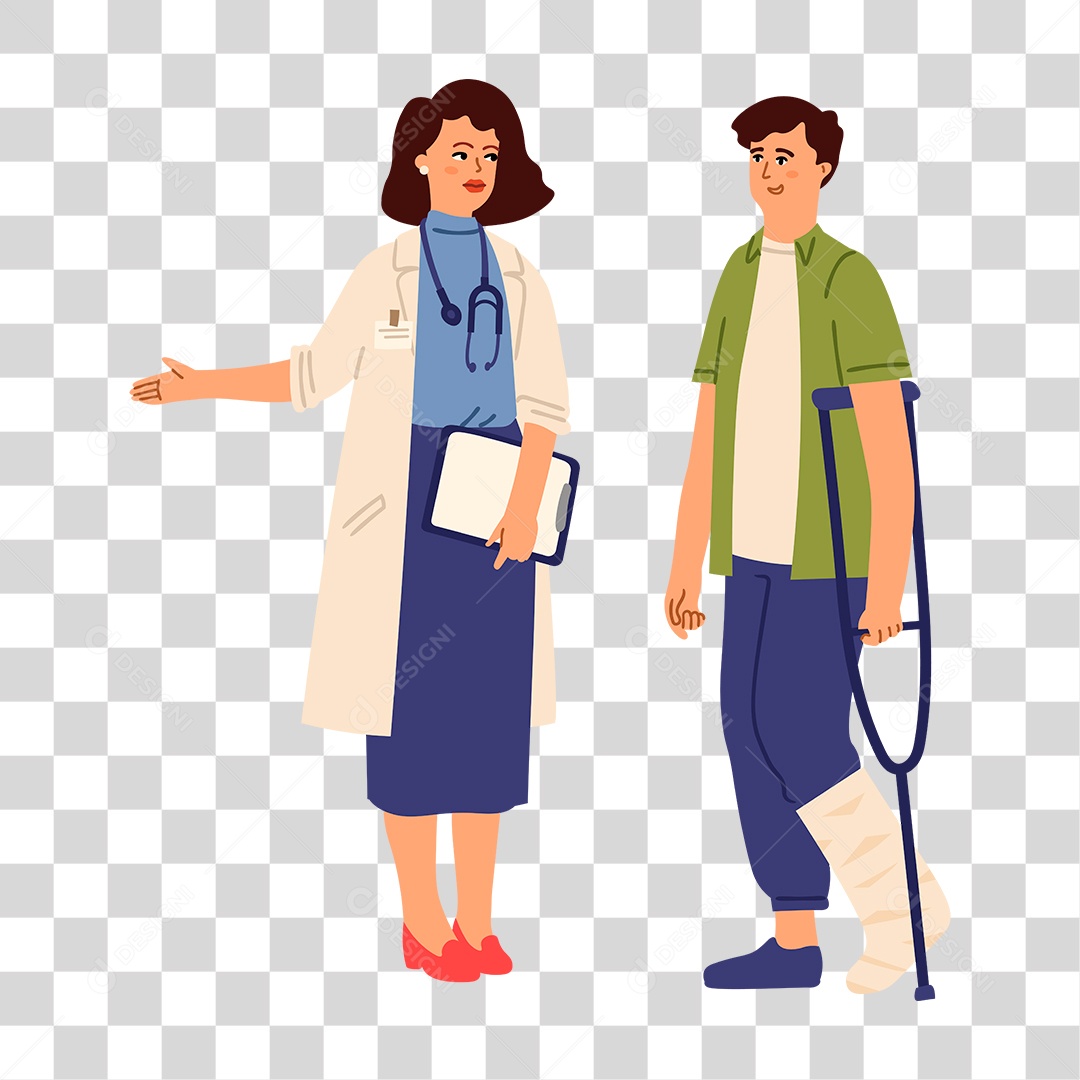 Desenho de Medica e Paciente PNG Transparente