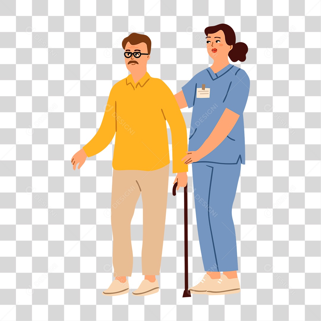 Desenho de Enfermeiro e Paciente PNG Transparente