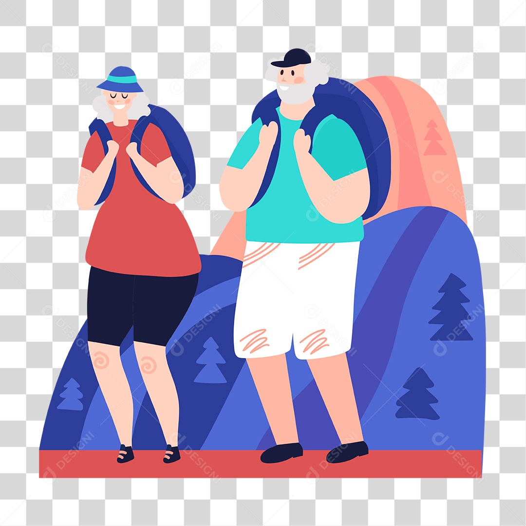 Desenho de Casal Idoso PNG Transparente