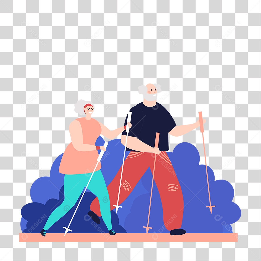 Desenho de Casal Idoso PNG Transparente