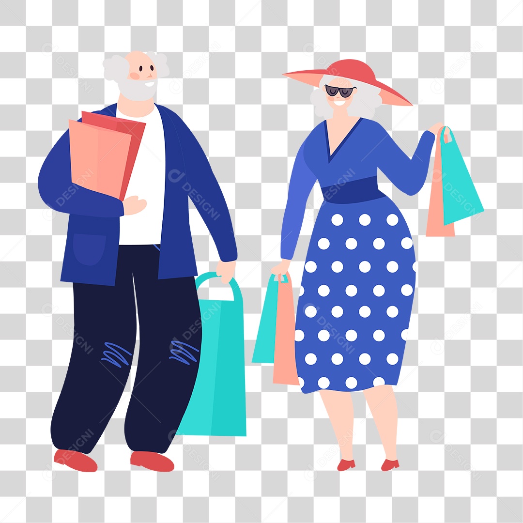 Desenho de Casal Idoso PNG Transparente