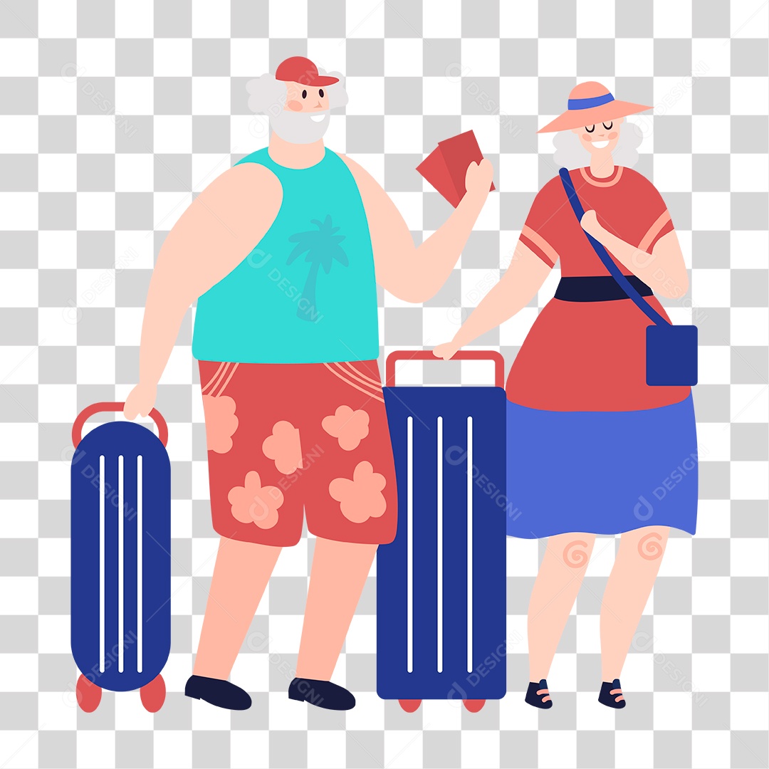 Desenho de Casal Idoso PNG Transparente