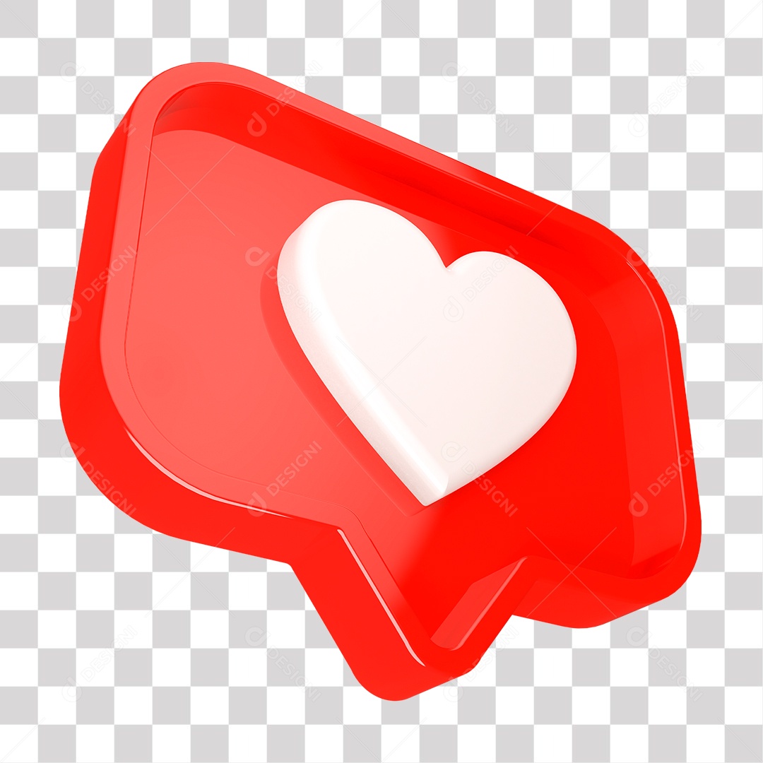 Amei Emoji Redes Sociais Instagram Elemento 3D para Composição PNG Transparente