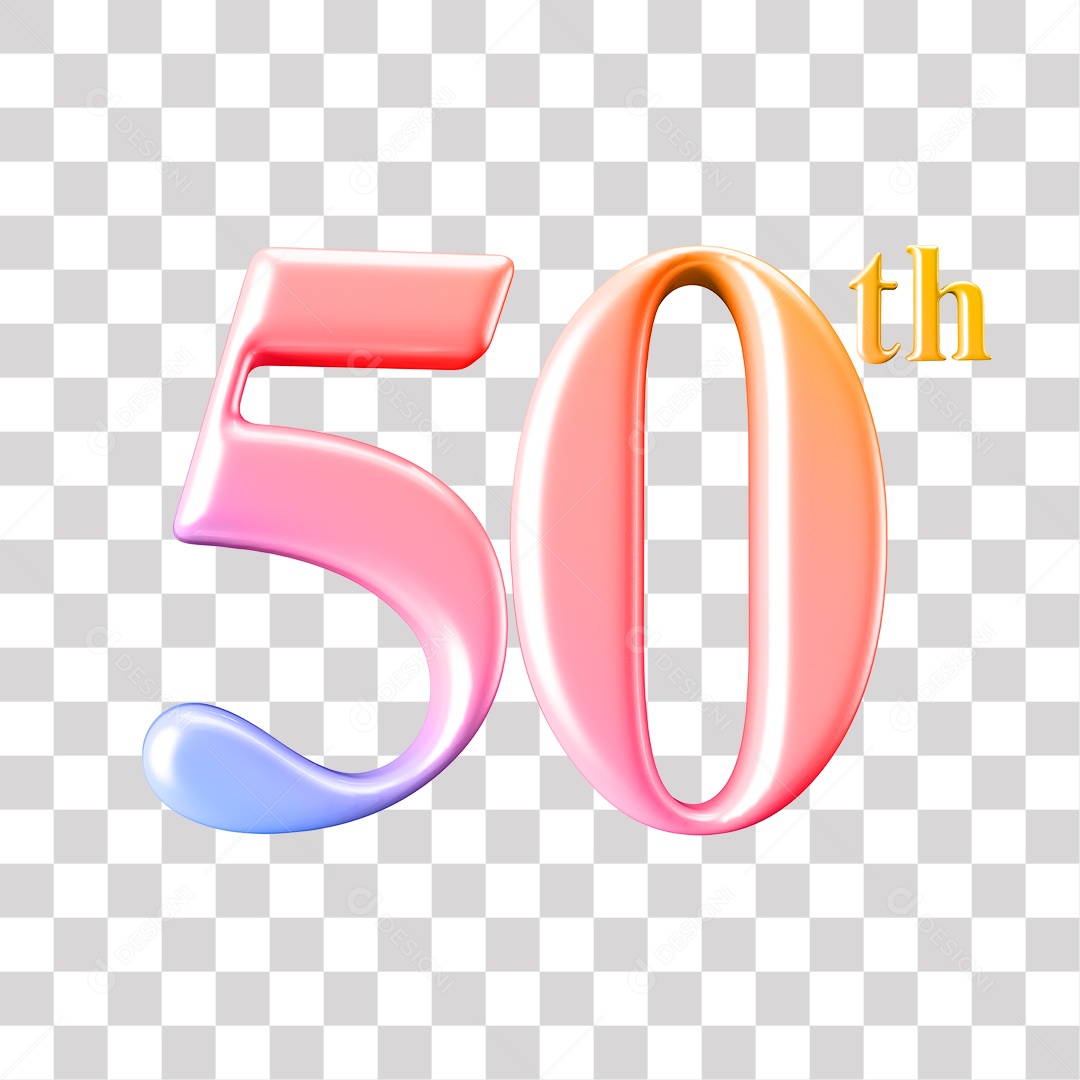 Elemento 3D Para Composição Número 50 Degrade Rosa e Roxo PNG Transparente