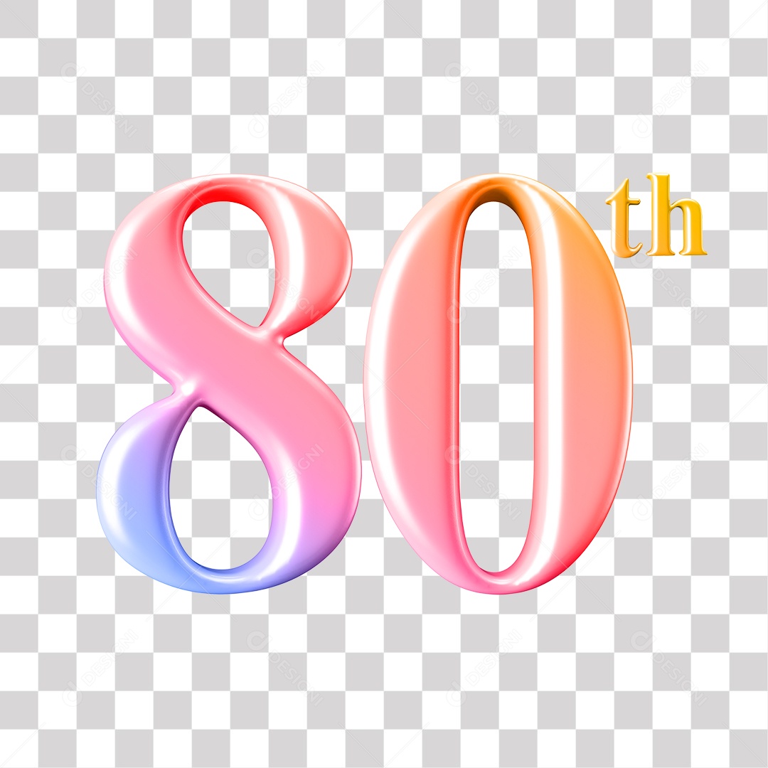 3D Element For Composition Number 80 Gradient Pink And Purple PNG Transparent