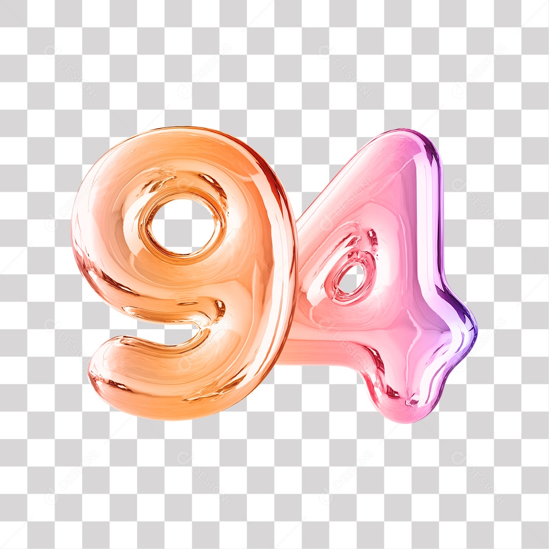 Número 3D 94 Dourado e Roxo Para Composições PNG Transparente