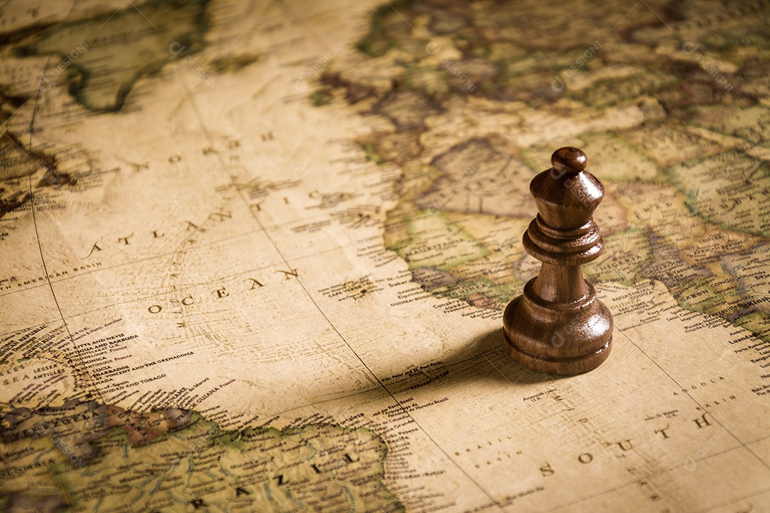 figura de xadrez no conceito de plano de fundo do mapa para ideias