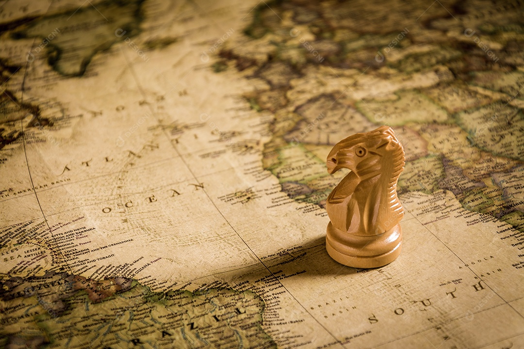 figura de xadrez no conceito de plano de fundo do mapa para ideias