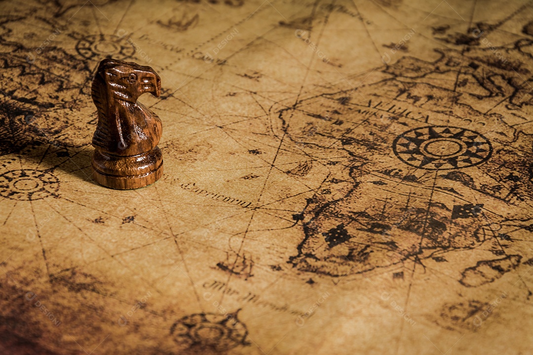 figura de xadrez no conceito de plano de fundo do mapa para ideias