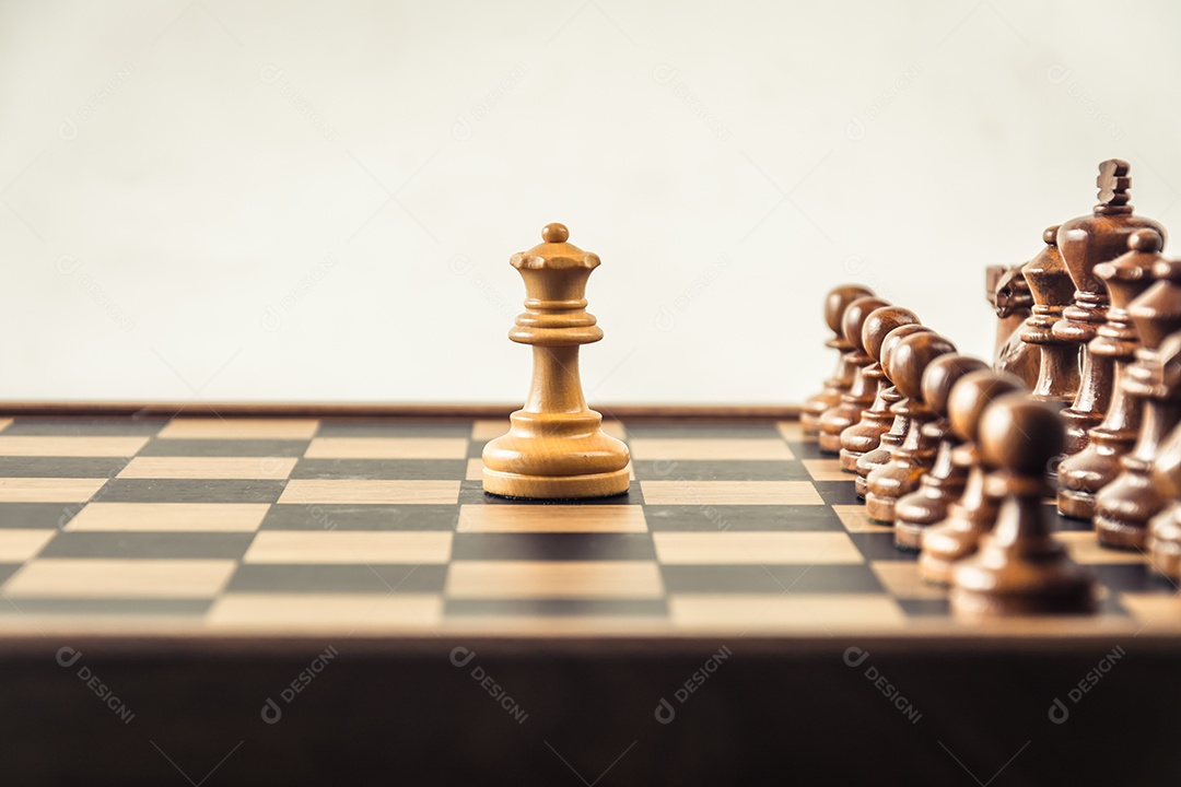 Chess on white background board. Confrontation Concept