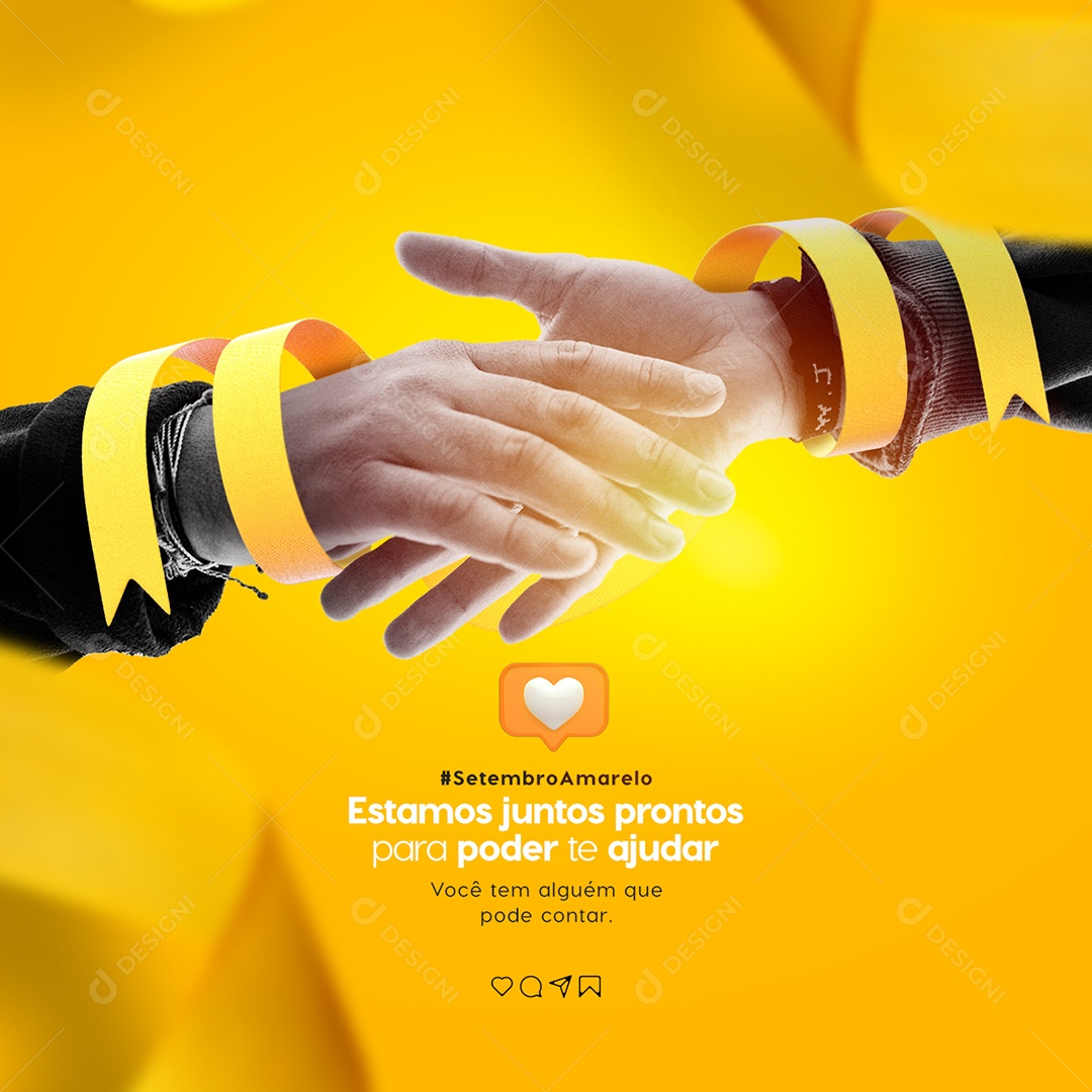 Social Media Estamos juntos prontos para poder te ajudar Setembro Amarelo PSD Editável