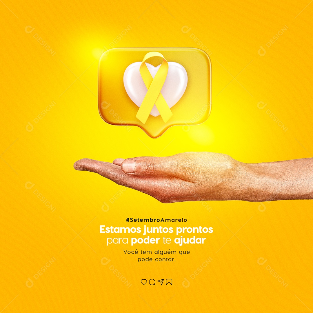 Estamos juntos prontos para poder te ajudar Setembro Amarelo Social Media PSD Editável