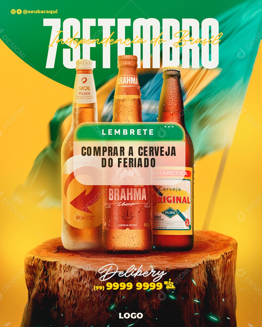 Lembrete comprar a cerveja brahma skol e original Distribuidora Social Media PSD Editável
