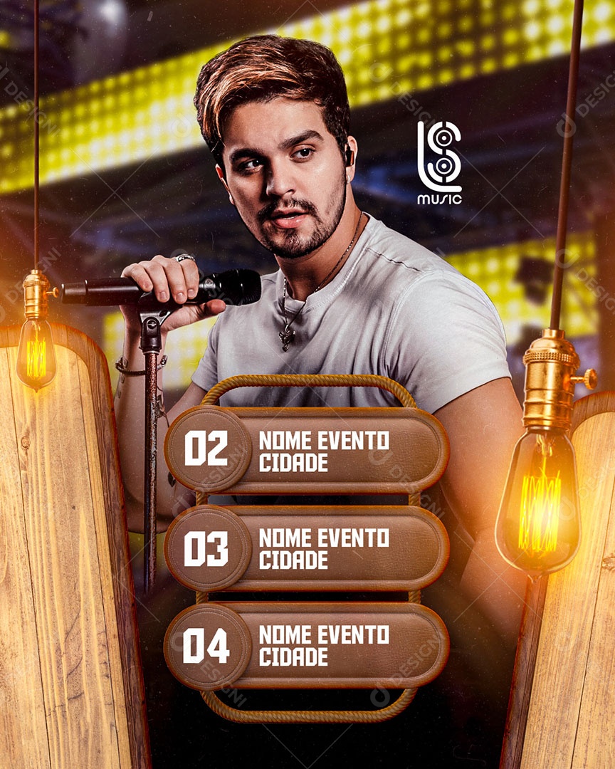 Flyer Show Agenda Semanal Luan Santana Social Media PSD Editável
