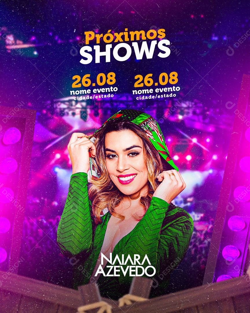 Flyer Proximos Shows Naiara Azevedo Social Media PSD Editável