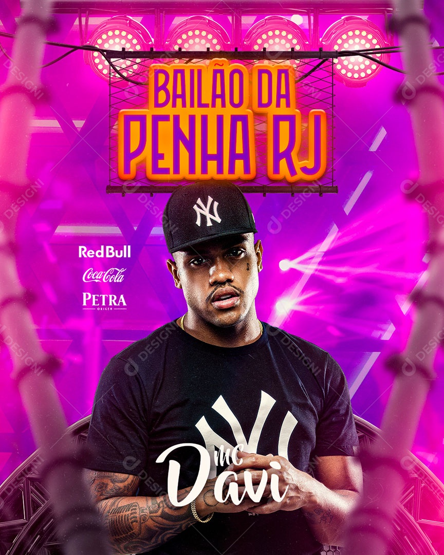 Flyer Bailão da Penha MC Davi Social Media PSD Editável