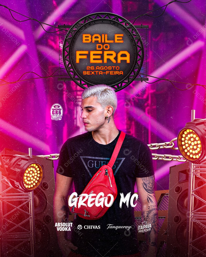 Flyer Baile do Fera MC Grego Social Media PSD Editável