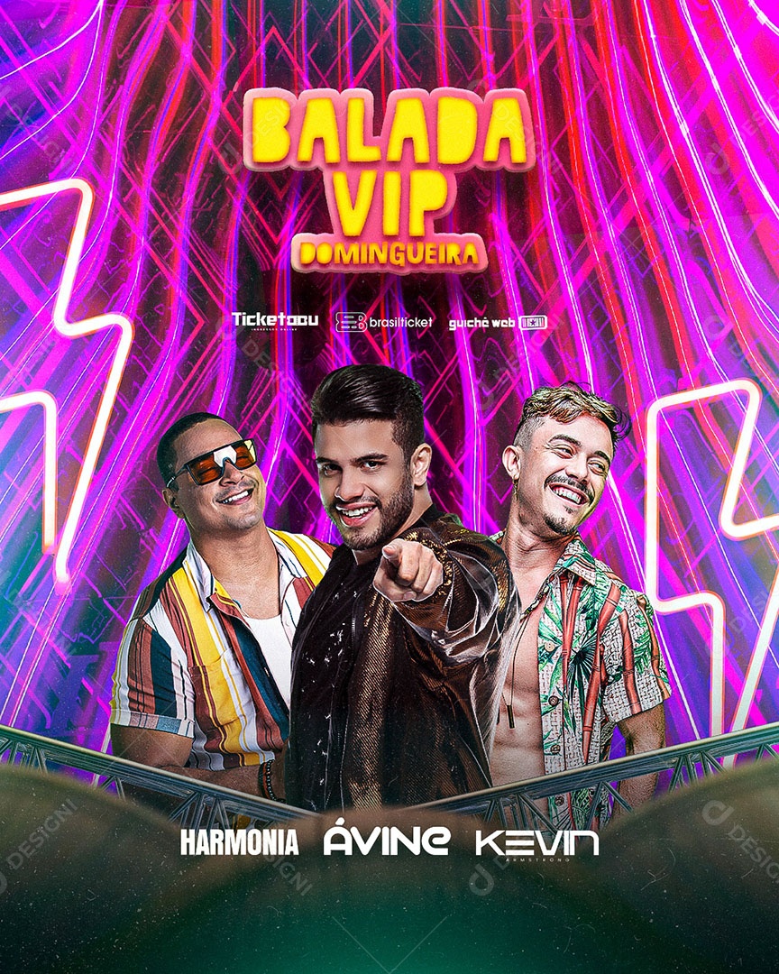 Fyer Balada Vip Domingueira Harmonia, Ávine, Kevin  Social Media PSD Editável