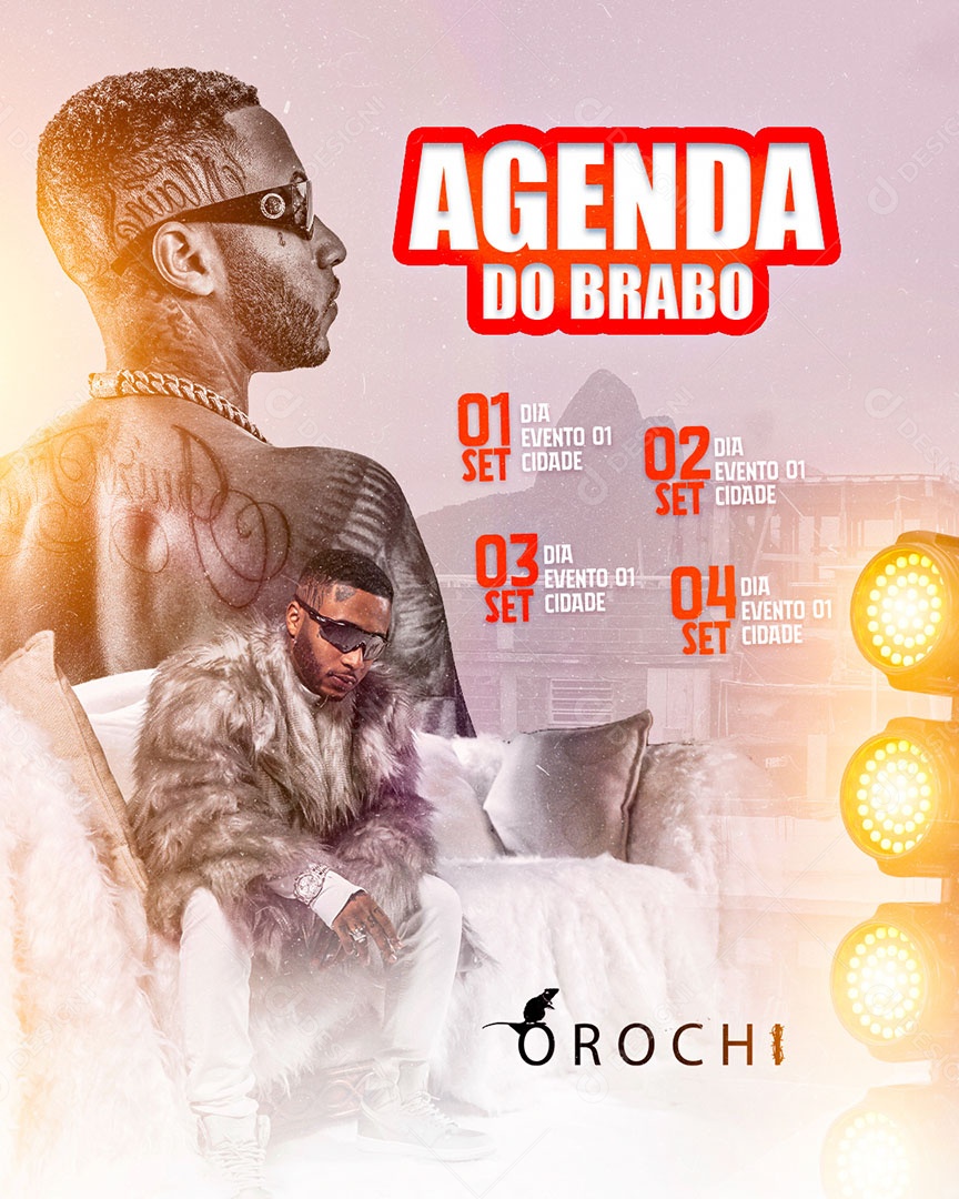 Flyer Agenda do Brabo Orochi Social Media PSD Editável