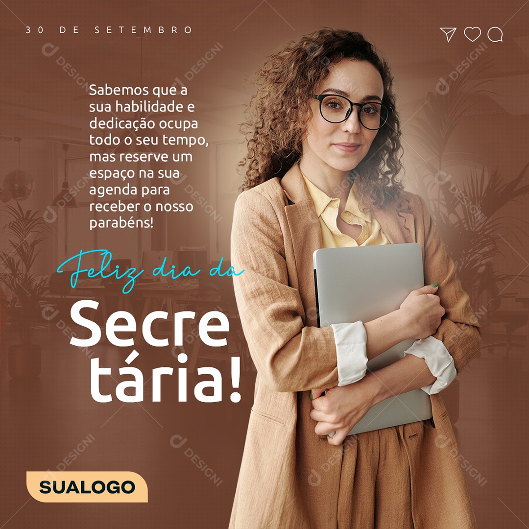 We know that your skill and dedication takes up all your time Secretary's Day Social Media Editable PSD