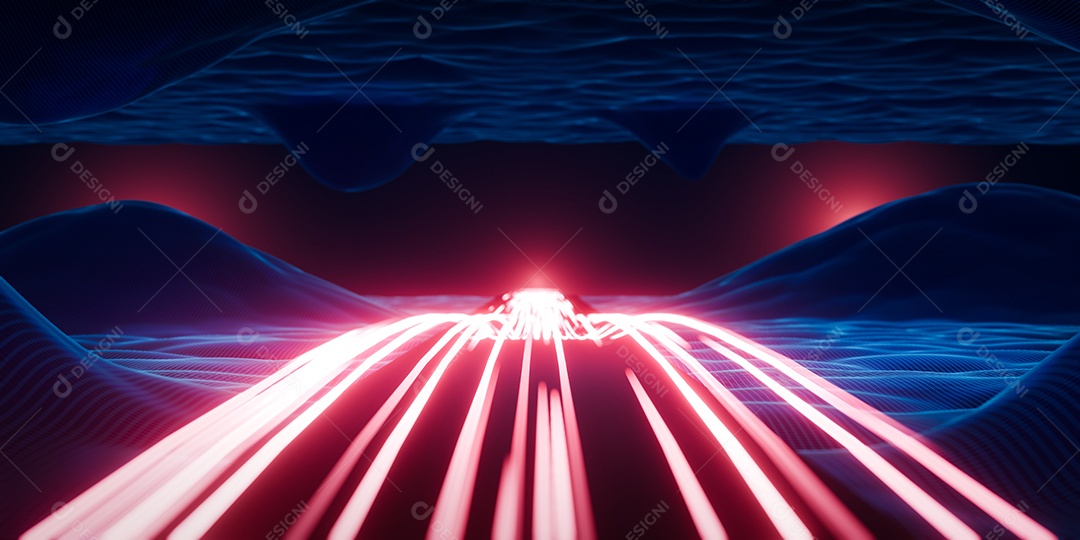 Renderização 3D fundo luzes neon