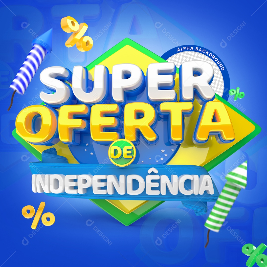 Super Oferta de Independência Selo 3D para Composição PSD