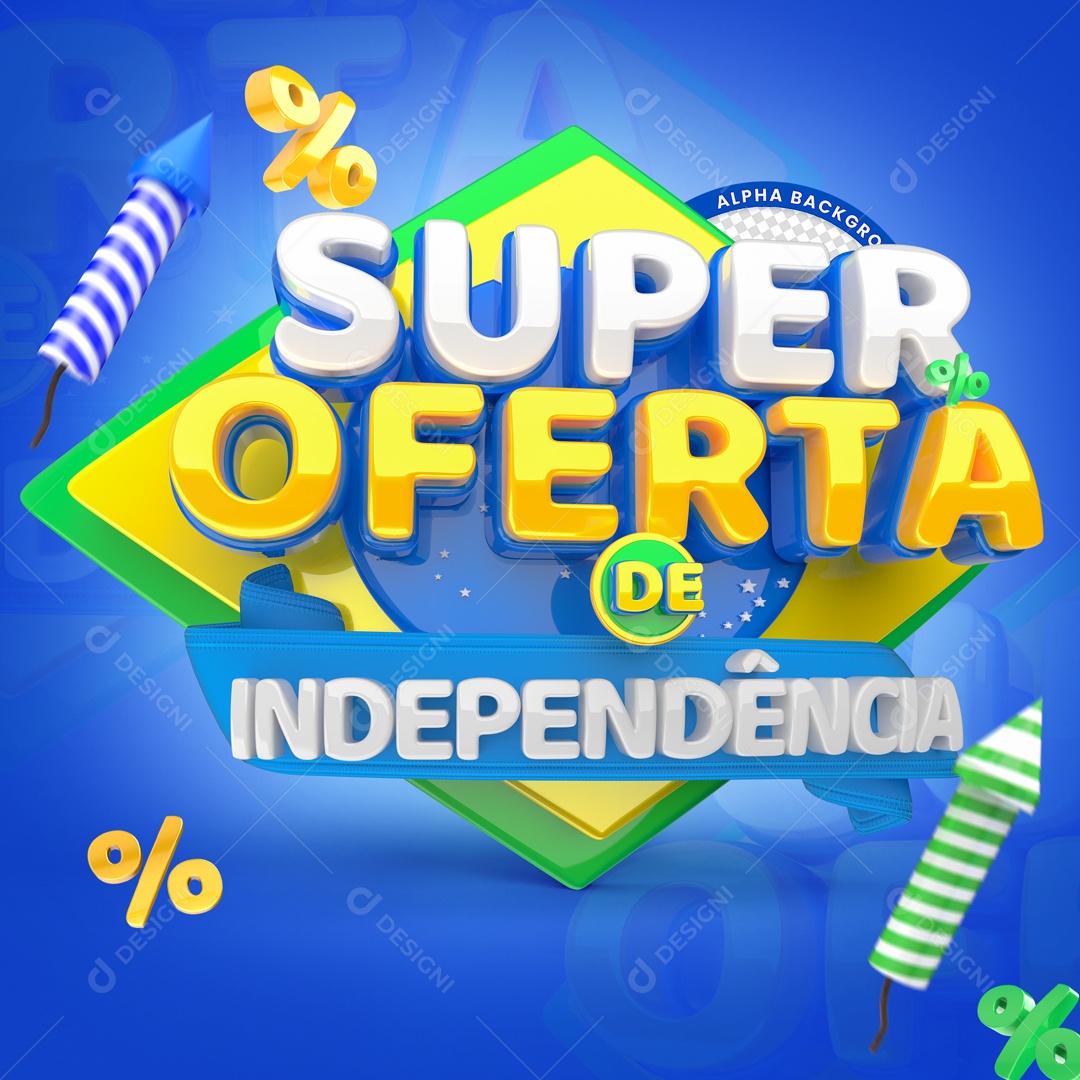 Super Oferta de Independência Selo 3D para Composição PSD
