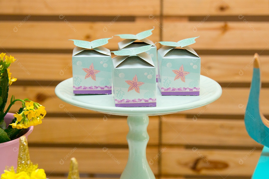 decoração de aniversário com tema sereia, muito utilizada no brasil