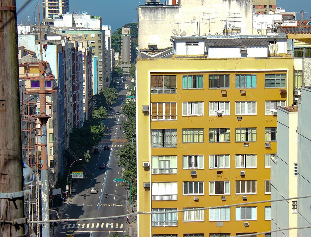 Bairro de Copacabana visto do morro do pavão no Rio de Janeiro, Brasil.
