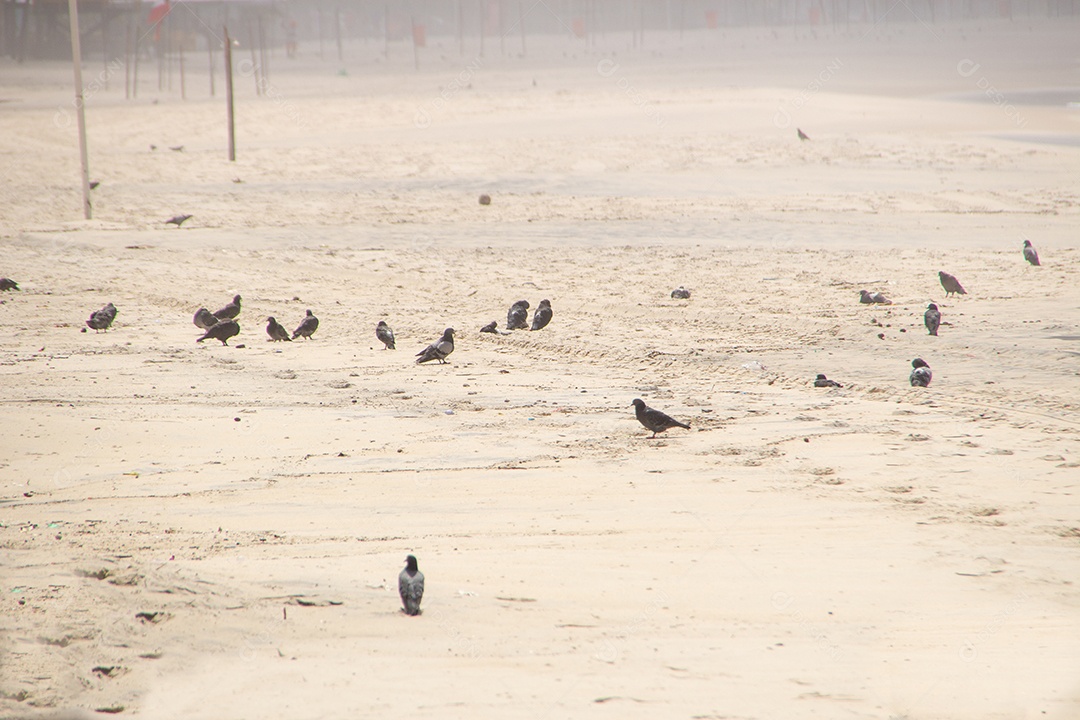 praia de copacabana vazia durante a quarentena do coronavírus no Rio de Janeiro Brasil.