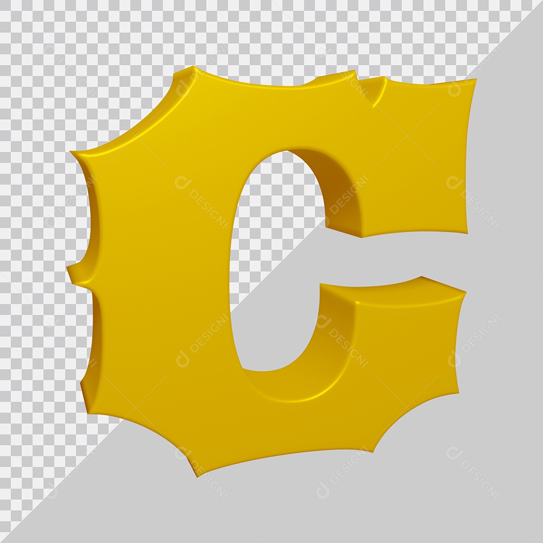 Letter C Capital Golden 3D Illustration PSD