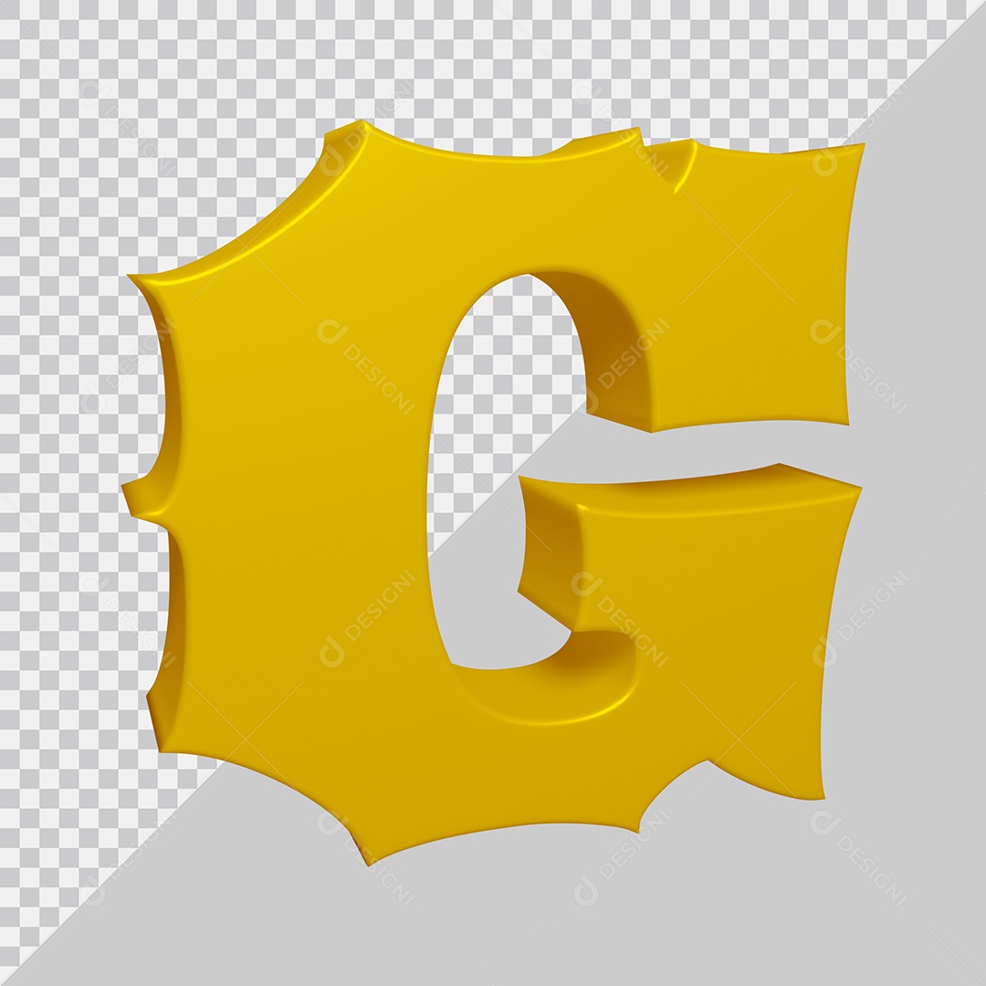 Letra G Maiúscula Dourado Ilustração 3D PSD