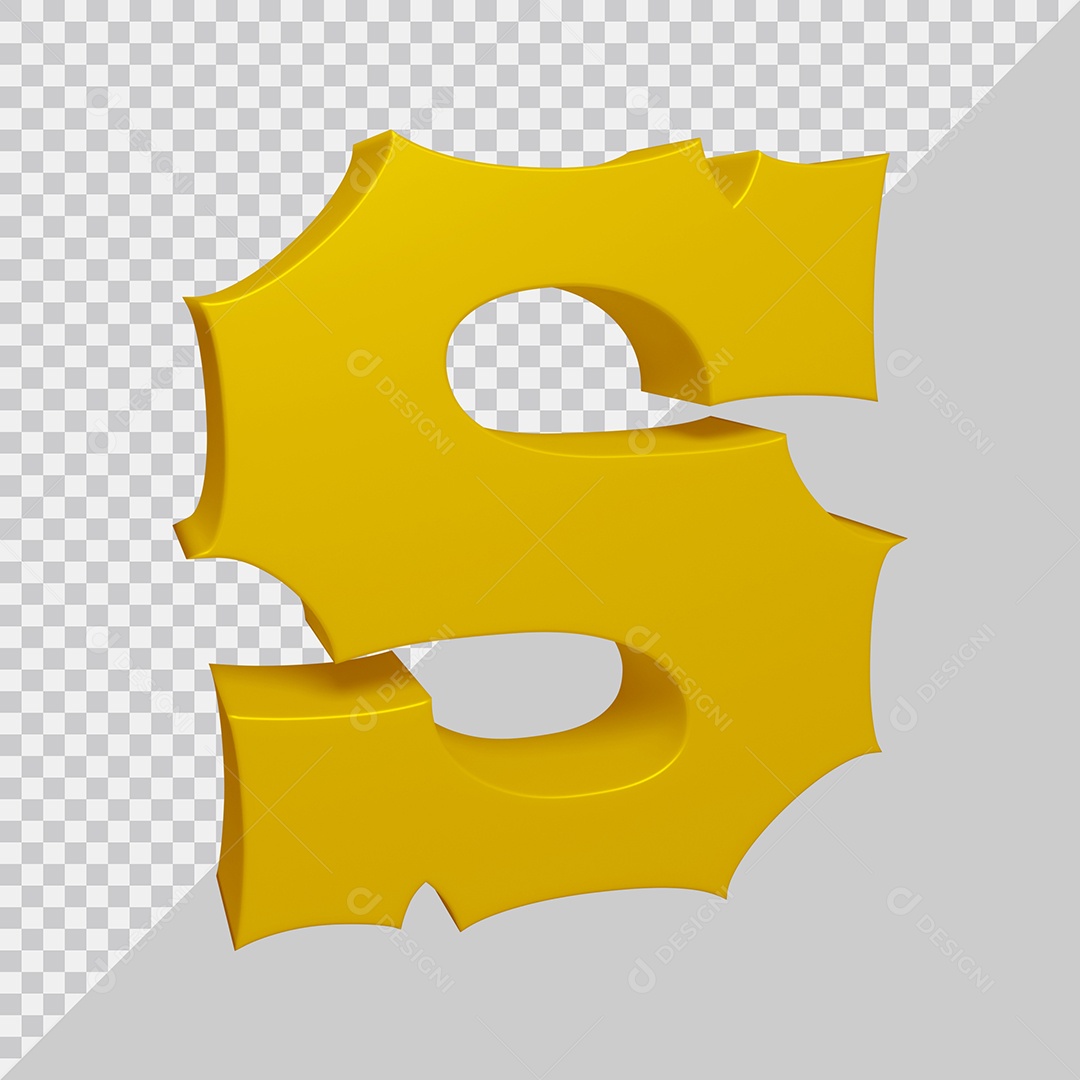 Letra S Maiúscula Dourado Ilustração 3D PSD