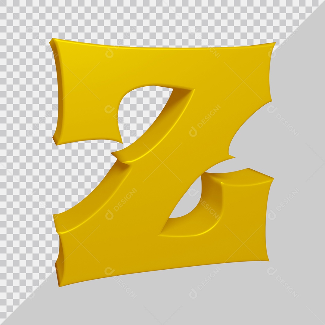 Letra Z Maiúscula Dourado Ilustração 3D PSD