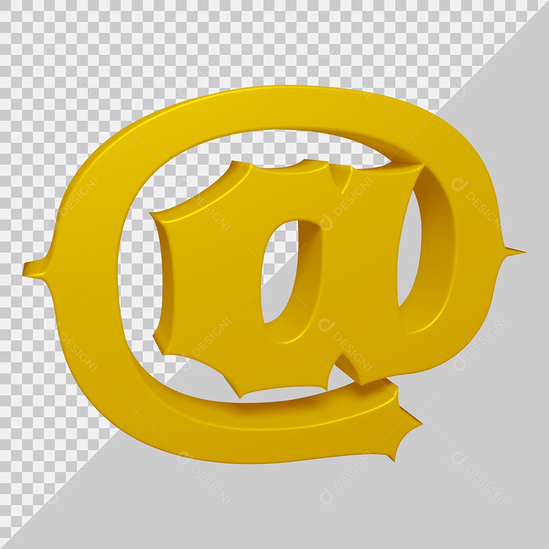 Símbolo Arroba 3D Dourado Para Composição PSD