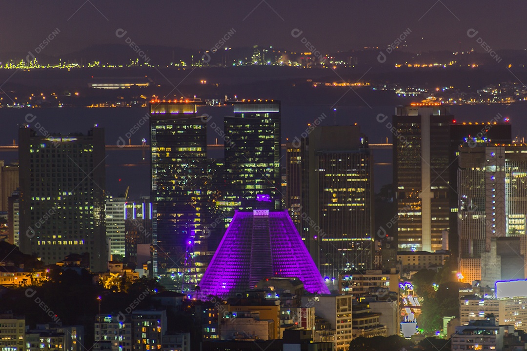 Dusk in the city of Rio de Janeiro seen from the top of Morro da Urca.