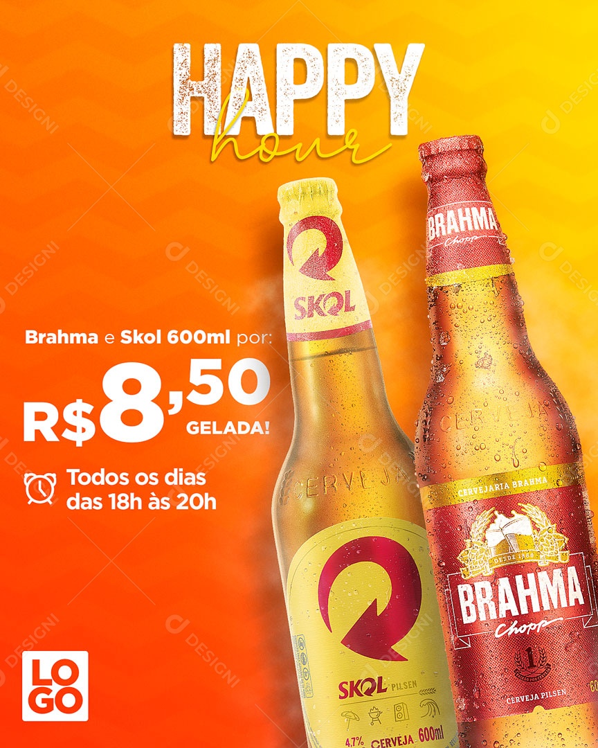 Happy Hour Promoção Brahma e Skol Social Media PSD Editável