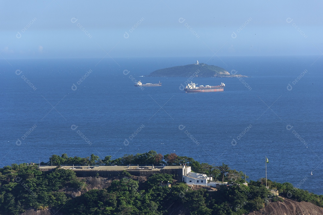 forte do leme visto do alto do Morro da Urca no Rio de Janeiro Brasil.
