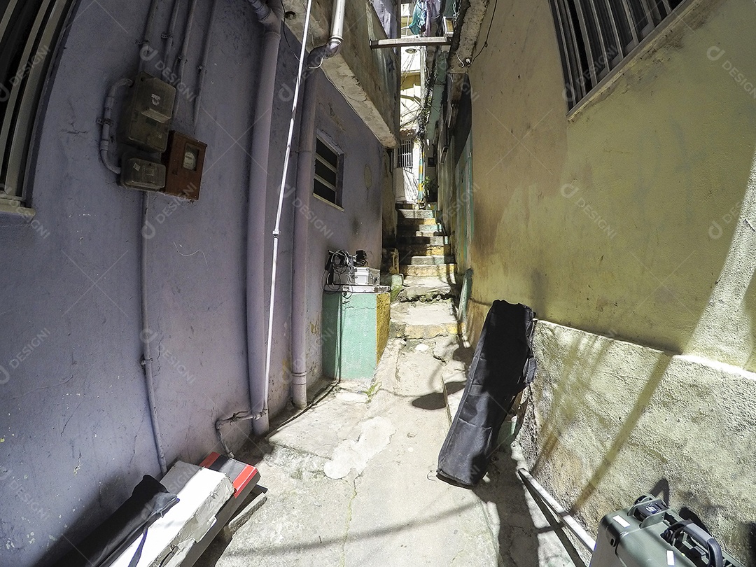 beco na comunidade do vidigal no rio de janeiro, Brasil.