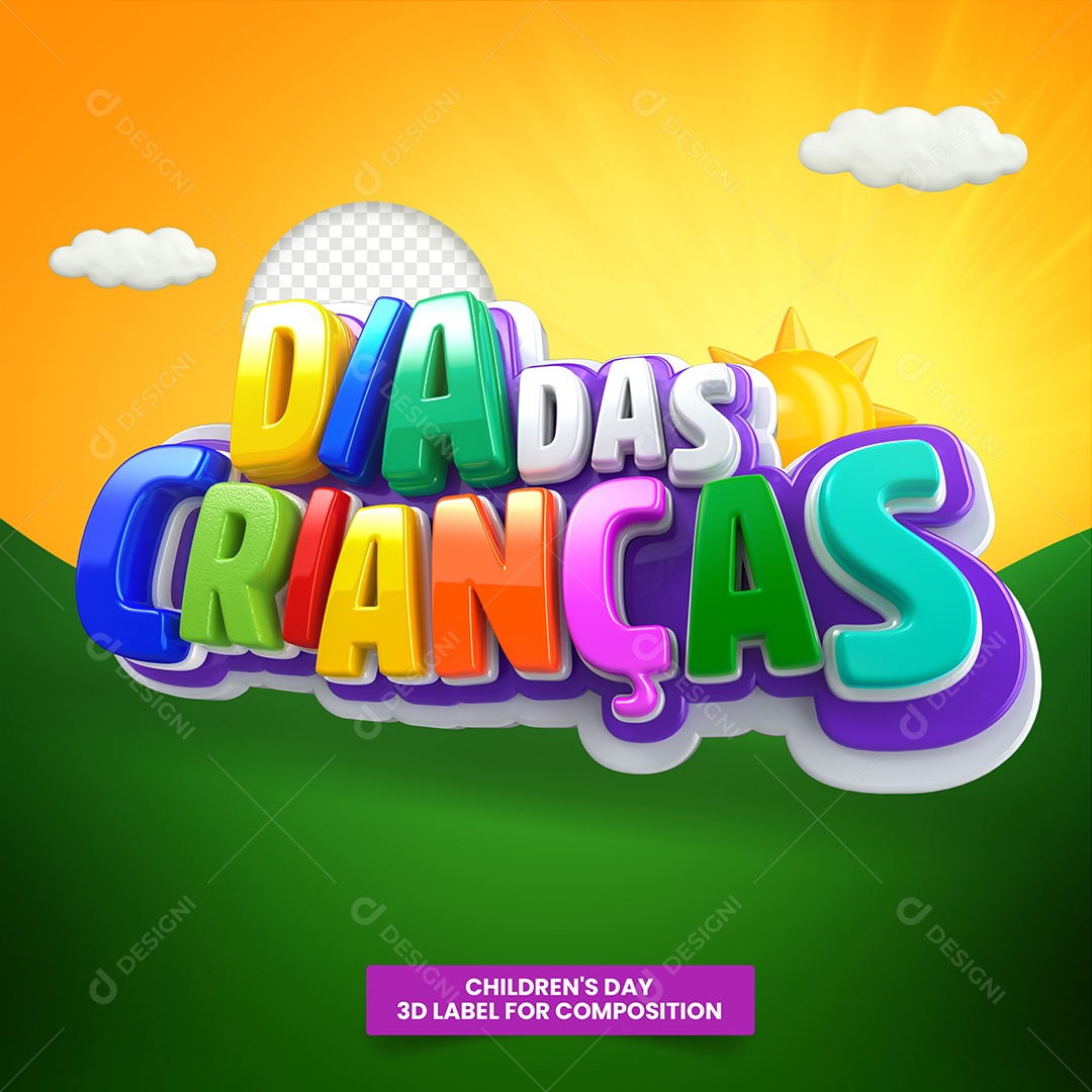 Selo 3D Para Composição Dia Das Crianças PSD