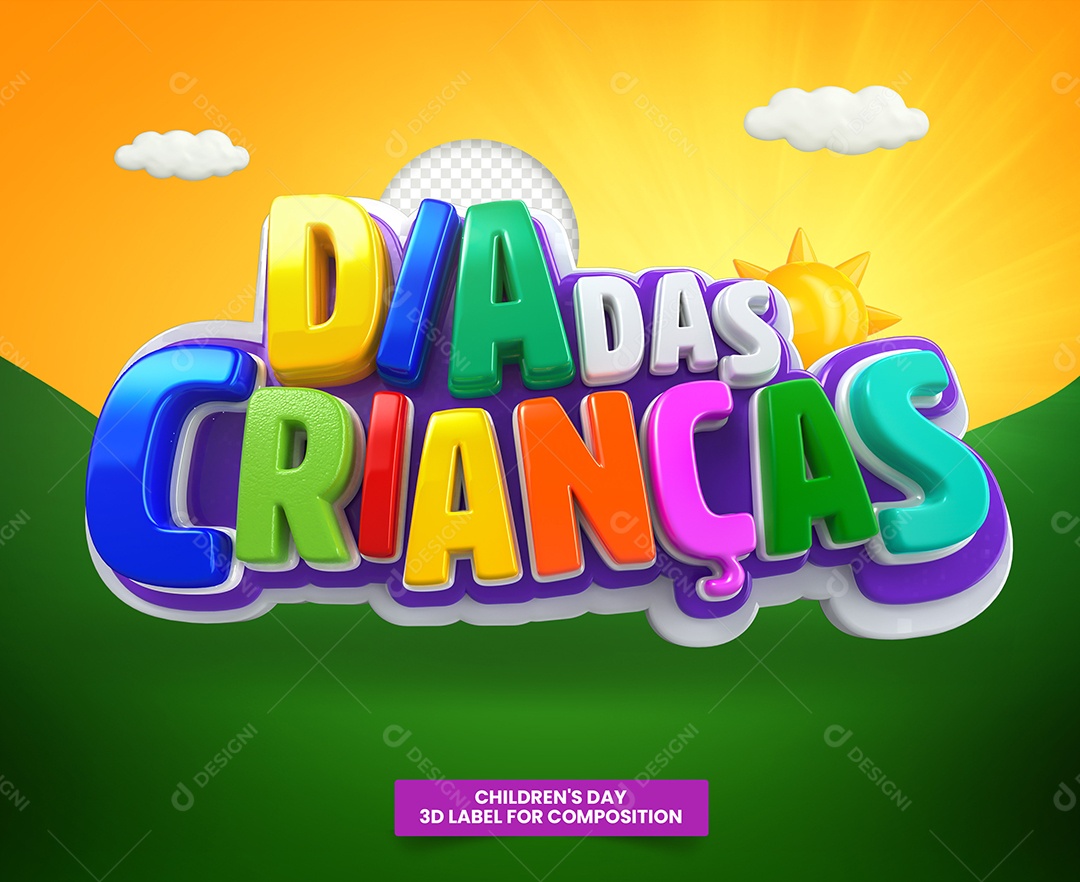 Selo 3D Para Composição Dia Das Crianças PSD