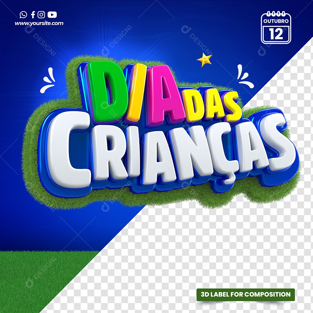 Selo 3D Para Composição Dia Das Crianças PSD