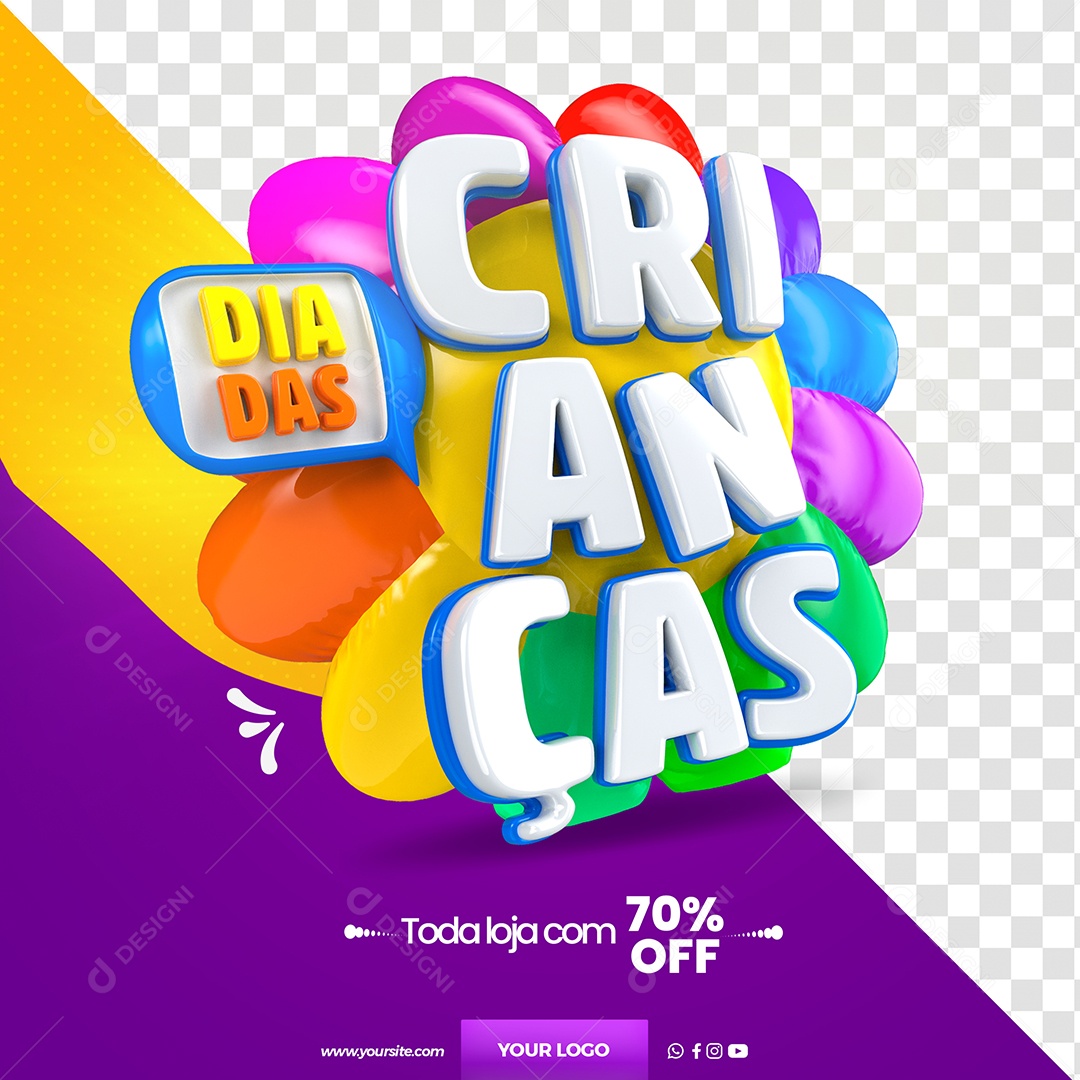 Dia Das Crianças Selo 3D Para Composição PSD