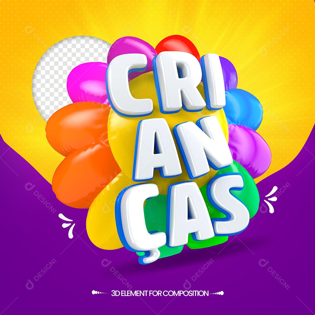 Children's Day 3D Stamp For Composition PSD