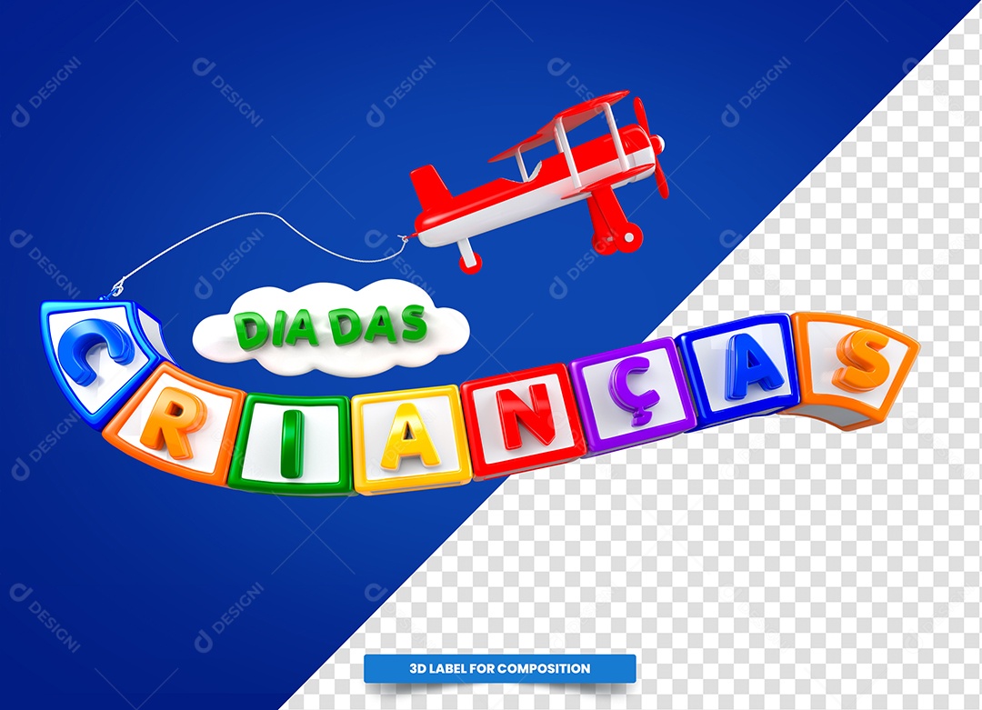 Dia Das Crianças Texto 3D Para Composição PSD