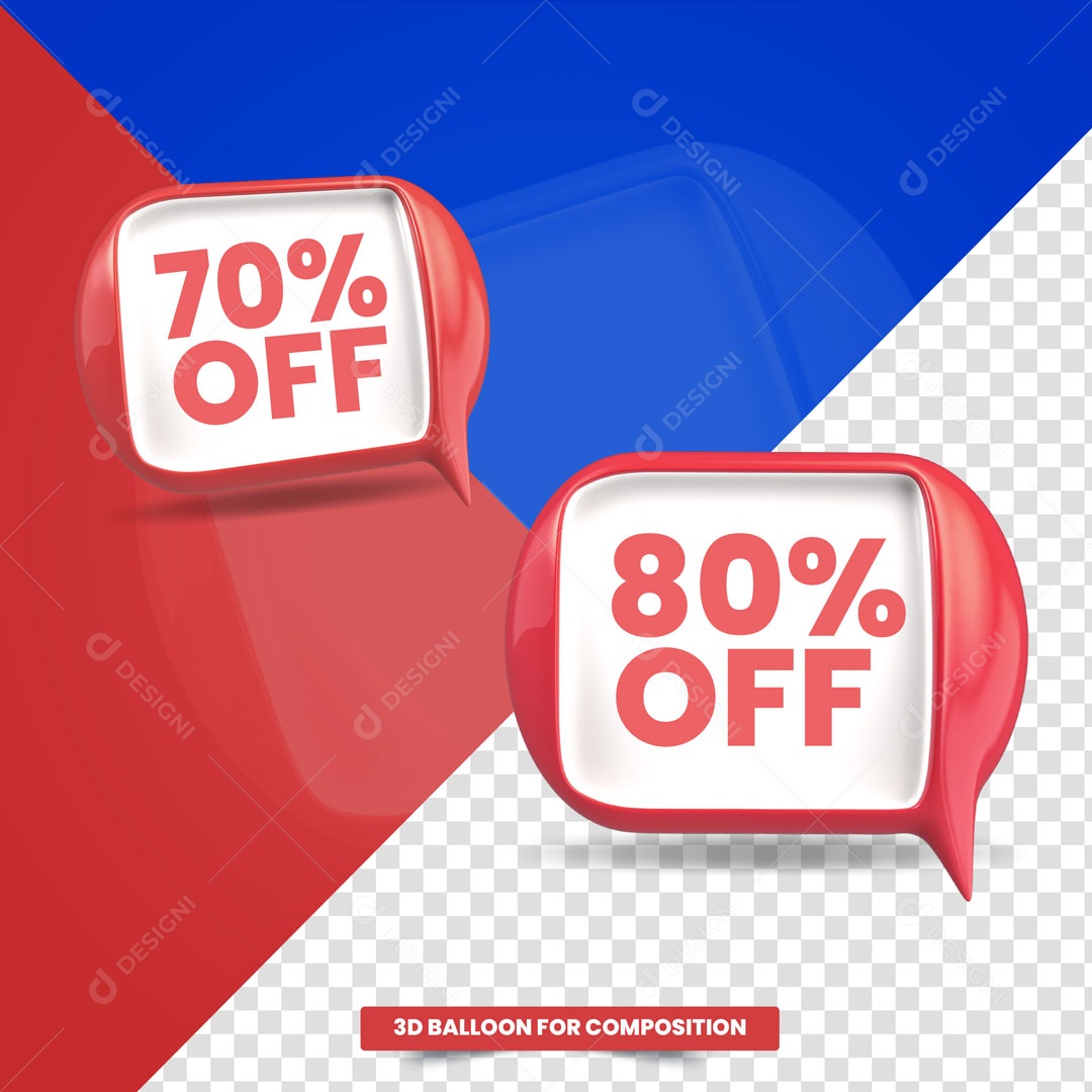 Elemento 3D Balão De Fala Com 70% e 80% De Desconto PSD Editável